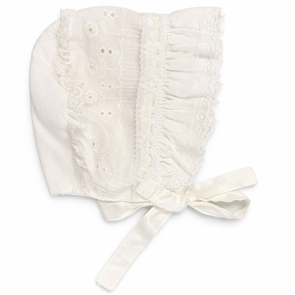 Vintage Style White Lace Baby Bonnet